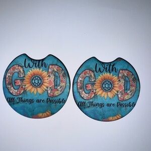 Inspirational Car Coasters with Sunflower Design